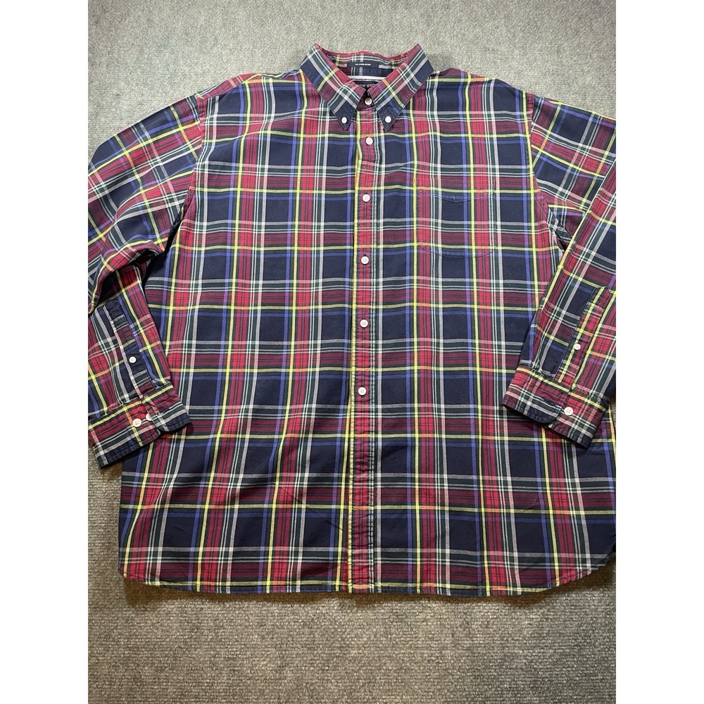 Lands End Sail Rigger Oxford XXL (18-18 1/2)Red Plaid Button Down
